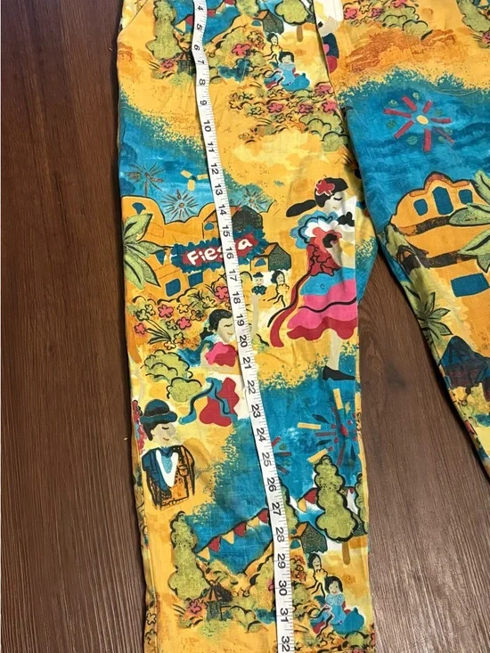 Chico's Fiesta-Print Capri Pants - Yellow & Teal - Picture 3 of 8